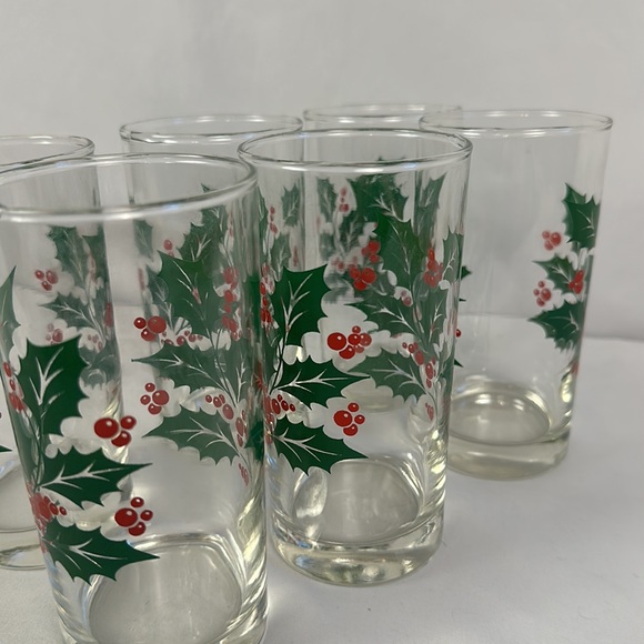 VINTAGE Bartlett Collins/Tumblers Set Of 6 Holly  Glasses - Picture 11 of 16